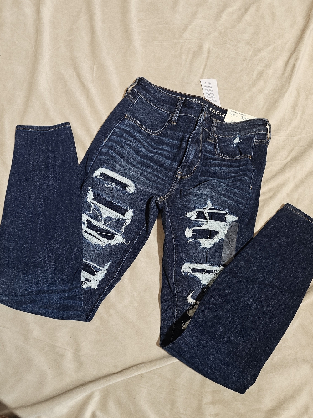 American Eagle Outfitters Dark Indigo Distressed Skinny Jeans